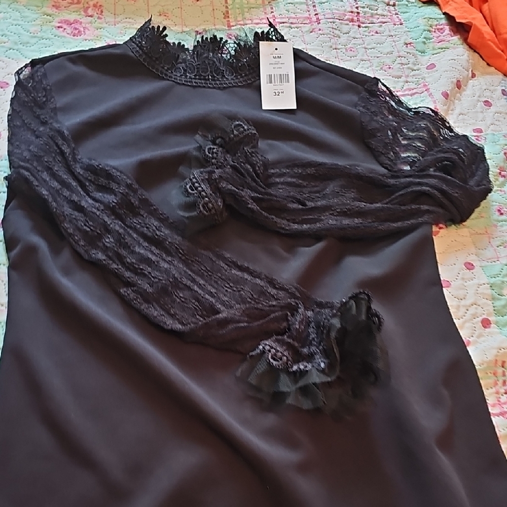 Suzy Shier Black Lace Blouse